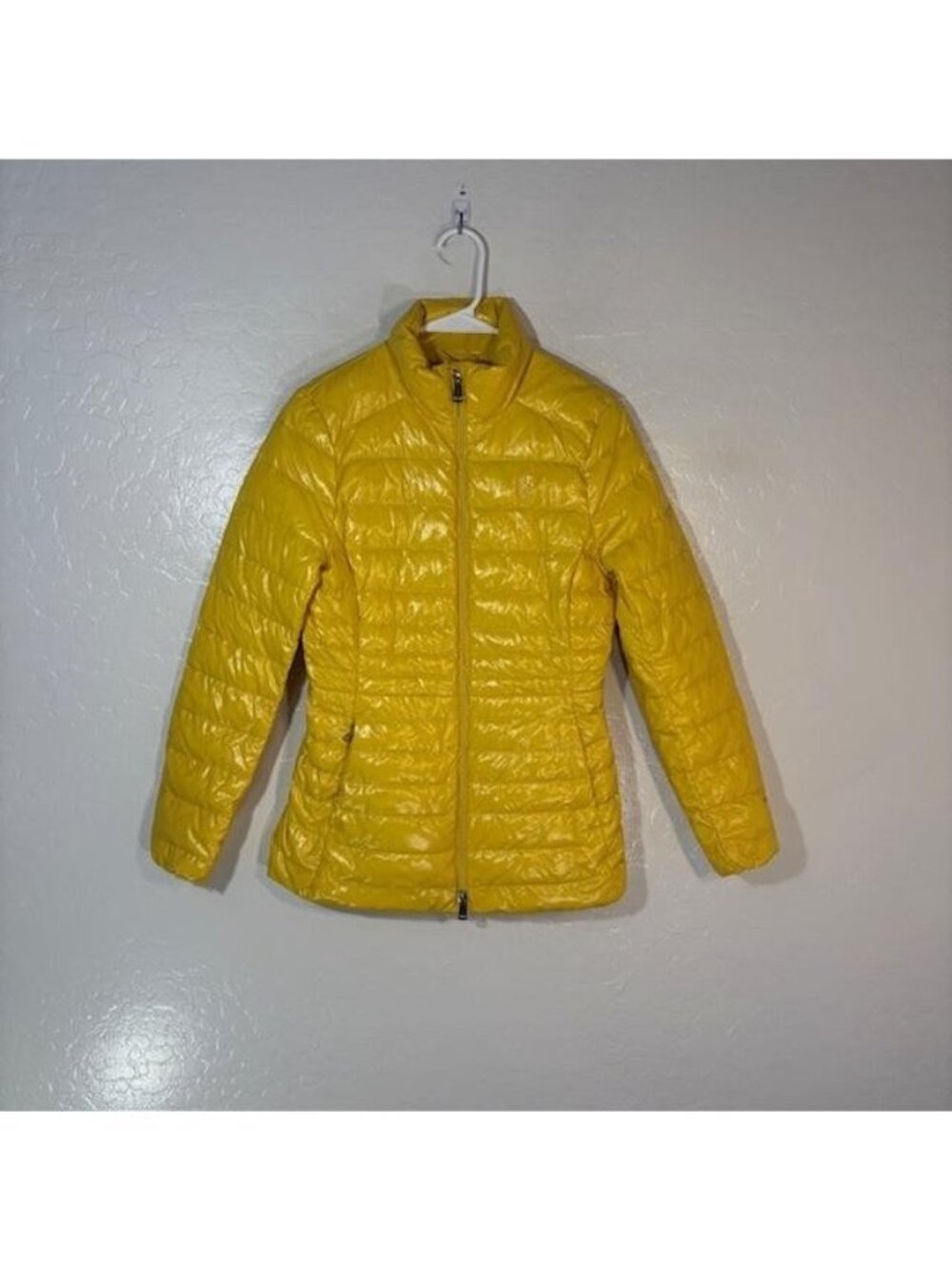 Polo Ralph Lauren Jacket Womens XS Yellow Down Puffer Quilted Lightweight Warm